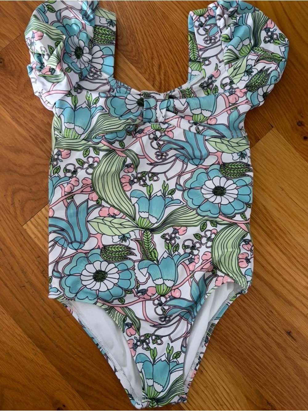 Janie and Jack Pastel Floral One-Piece Swimsuit in Aqua, Pink, Green